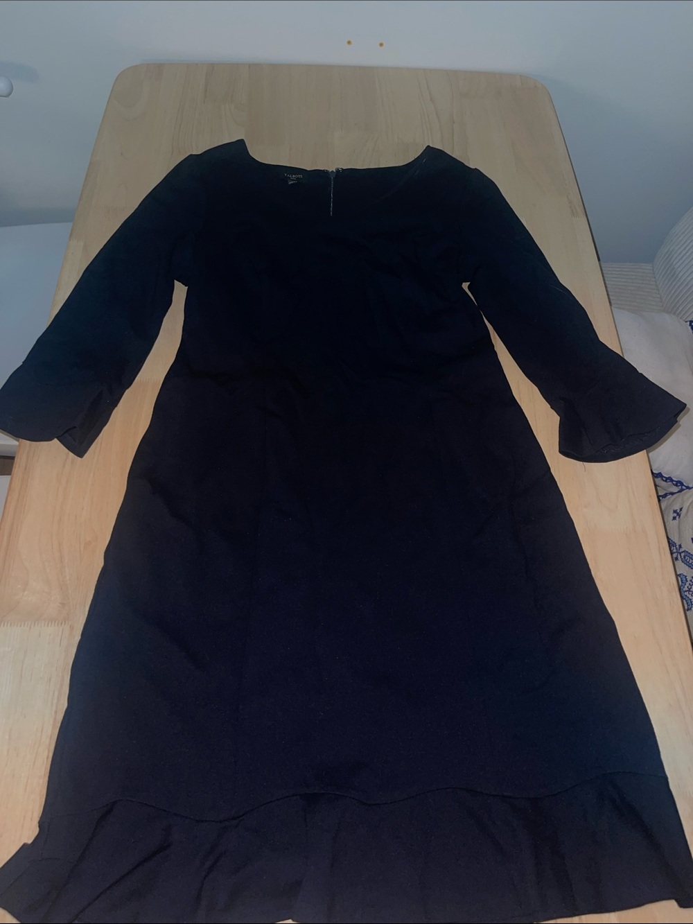 Talbots Black Midi Dress with Ruffle Hem